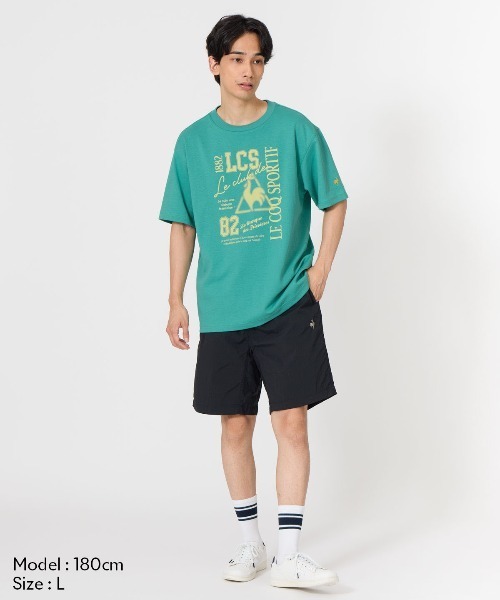 le coq sportif（ルコックスポルティフ）の「【le coq sportif/ルコック】 フットボールインスパイア カレッジ風ロゴTシャツ【ひんやり接触冷感】（Tシャツ/カットソー・メンズ・ホワイト/グリーン/オレンジ/ネイビー・XL/L/M/XXL）」の11枚目の写真