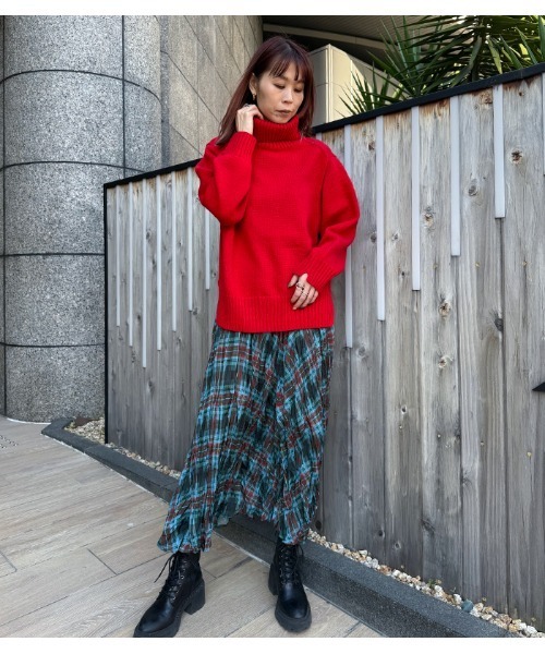 Desert　Rose（デザートローズ）の「【DESERT ROSE/デザートローズ】チェック柄シュリンクスカート（スカート・レディース・ブルー/ネイビー・FREE）」の4枚目の写真