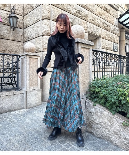 Desert　Rose（デザートローズ）の「【DESERT ROSE/デザートローズ】チェック柄シュリンクスカート（スカート・レディース・ブルー/ネイビー・FREE）」の7枚目の写真