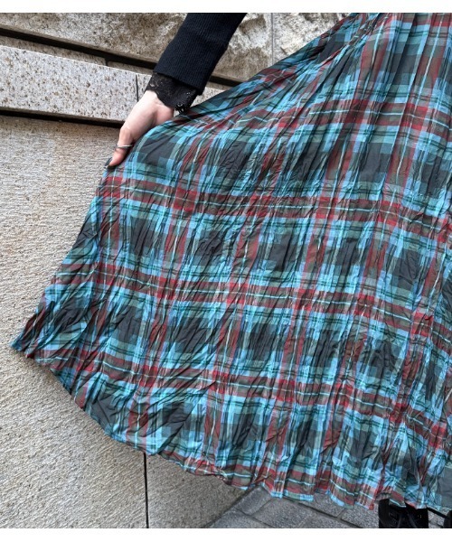 Desert　Rose（デザートローズ）の「【DESERT ROSE/デザートローズ】チェック柄シュリンクスカート（スカート・レディース・ブルー/ネイビー・FREE）」の18枚目の写真