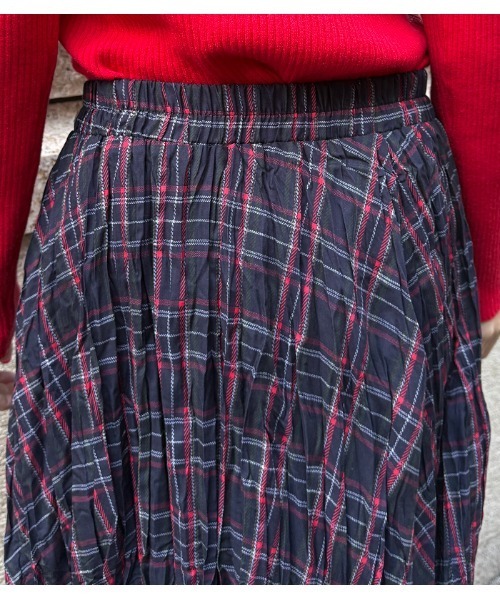 Desert　Rose（デザートローズ）の「【DESERT ROSE/デザートローズ】チェック柄シュリンクスカート（スカート・レディース・ブルー/ネイビー・FREE）」の22枚目の写真