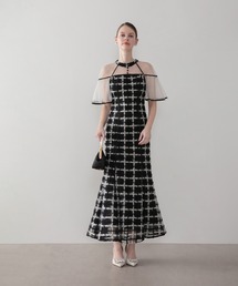 Leja（レジャ）の「【LEJA】ラメシャギーツイードチェックフリルマーメイドワンピースドレス美脚効果結婚式 パーティードレス 成人式 二次会 同窓会 お呼ばれ オケージョン 20代 30代（ドレス）」