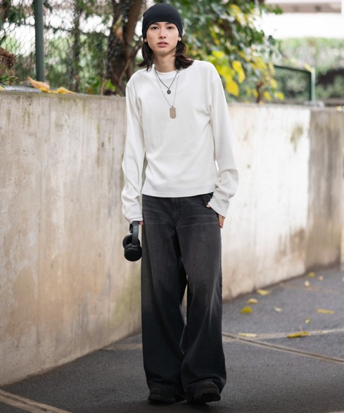 WEGO(ウィゴー)の「WEGO/【26年春夏新作】ワッフルT(LS)(Tシャツ/カットソー・メンズ・ブラック系その他/ホワイト・MEDIUM/LARGE)」の5枚目の写真