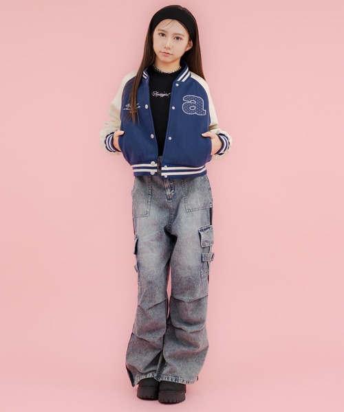 ANAP GiRL(アナップガール)の「タック入り ライン デニム カーゴ パンツ(その他パンツ・キッズ・ブラック/ライトブルー・M/S/XS)」の21枚目の写真