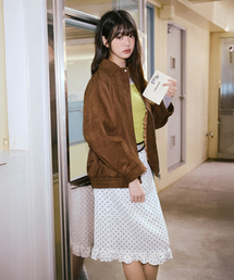 DOT FRILL MIDI SKIRT WHITE