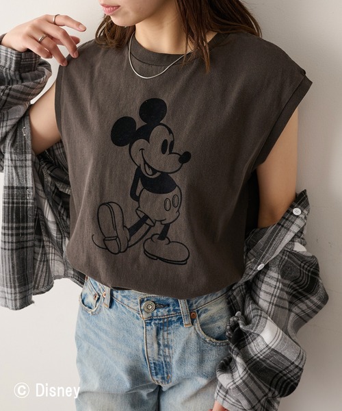 GOOD ROCK SPEED(グッドロックスピード)の「【GOOD ROCK SPEED】Disney / Mickey Mouse ミッキーマウス / ノースリーブTシャツ(タンクトップ・レディース・インディゴブルー/ブラウン/チャコールグレー・FREE)」の1枚目の写真
