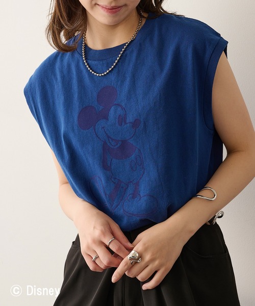 GOOD ROCK SPEED(グッドロックスピード)の「【GOOD ROCK SPEED】Disney / Mickey Mouse ミッキーマウス / ノースリーブTシャツ(タンクトップ・レディース・インディゴブルー/ブラウン/チャコールグレー・FREE)」の3枚目の写真