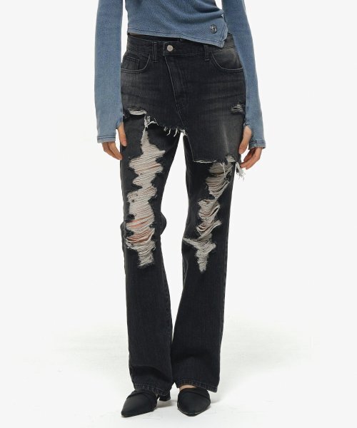 Midnight Move(ミッドナイトムーブ)の「skirt denim pants (black)(デニムパンツ・レディース・その他・M)」の1枚目の写真