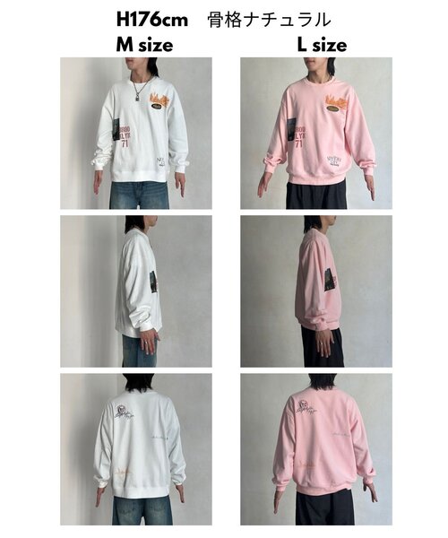 CPCM（シーピーシーエム）の「落書き風ロンT（Tシャツ/カットソー・メンズ・ホワイト/ピンク/グレー・MEDIUM/LARGE）」の8枚目の写真