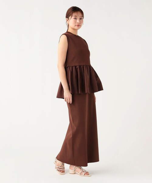 BEAMS HEART（ビームスハート）の「異素材 ペプラムニット ワンピース（セットアイテム）（ワンピース・レディース・ブラウン/ネイビー/その他・FREE）」の4枚目の写真