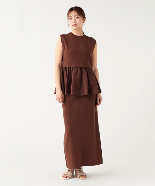 BEAMS HEART（ビームスハート）の「異素材 ペプラムニット ワンピース（セットアイテム）（ワンピース・レディース・ブラウン/ネイビー/その他・FREE）」の6枚目の写真