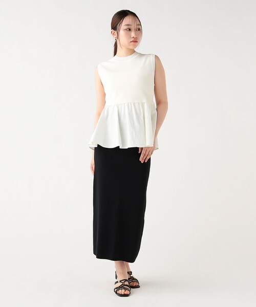 BEAMS HEART（ビームスハート）の「異素材 ペプラムニット ワンピース（セットアイテム）（ワンピース・レディース・ブラウン/ネイビー/その他・FREE）」の7枚目の写真