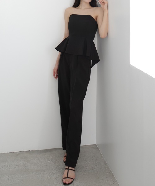 Louere（ルエレ）の「【肩紐取り外し可能】ペプラムベアトップsetタックパンツ[高身長サイズMT有り]（セットアップ・レディース・ダークベージュ/ダークグレー/ブラック/ネイビー/アイボリー・LARGE/MEDIUM/SMALL/MT/X-LARGE）」の19枚目の写真