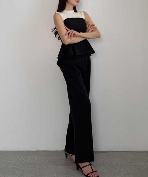 Louere（ルエレ）の「【肩紐取り外し可能】ペプラムベアトップsetタックパンツ[高身長サイズMT有り]（セットアップ・レディース・ダークベージュ/ダークグレー/ブラック/ネイビー/アイボリー・LARGE/MEDIUM/SMALL/MT/X-LARGE）」の22枚目の写真