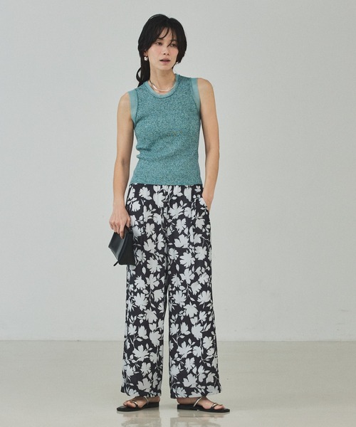 qualite（カリテ）の「シアーミックスリブノースリーブ/春服/夏服/レイヤード（ニット/セーター・レディース・グレー/ライトベージュ/グリーン・フリー）」の5枚目の写真