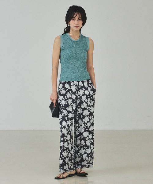 qualite（カリテ）の「シアーミックスリブノースリーブ/春服/夏服/レイヤード（ニット/セーター・レディース・グレー/ライトベージュ/グリーン・フリー）」の6枚目の写真