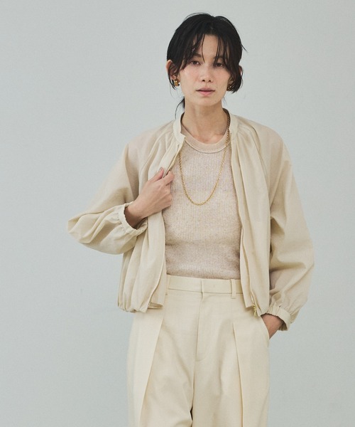 qualite（カリテ）の「シアーミックスリブノースリーブ/春服/夏服/レイヤード（ニット/セーター・レディース・グレー/ライトベージュ/グリーン・フリー）」の18枚目の写真