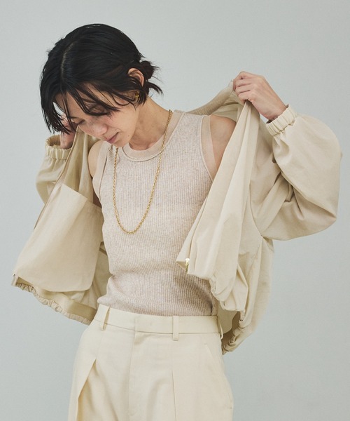 qualite（カリテ）の「シアーミックスリブノースリーブ/春服/夏服/レイヤード（ニット/セーター・レディース・グレー/ライトベージュ/グリーン・フリー）」の17枚目の写真