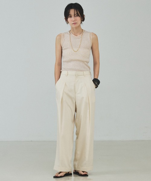 qualite（カリテ）の「シアーミックスリブノースリーブ/春服/夏服/レイヤード（ニット/セーター・レディース・グレー/ライトベージュ/グリーン・フリー）」の20枚目の写真