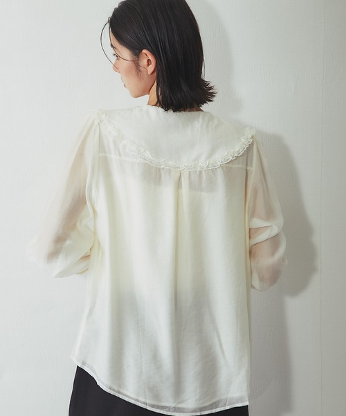 SMILE ORCHID(スマイルオーキッド)の「ビッグカラーレースフリルブラウス(Tシャツ/カットソー・レディース・アイボリー/ブラック・M)」の19枚目の写真