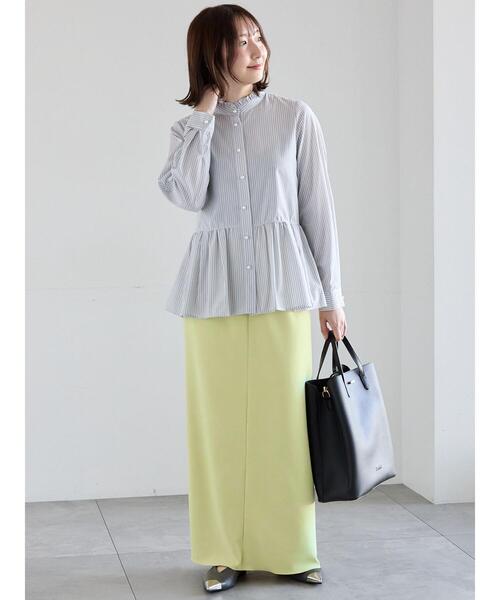 Te chichi（テチチ）の「パール釦スタンドフリルペプラムブラウス（シャツ/ブラウス・レディース・グレー/オフホワイト/サックスブルー/ピンク・F）」の6枚目の写真