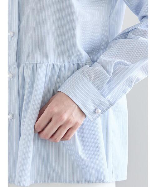 Te chichi（テチチ）の「パール釦スタンドフリルペプラムブラウス（シャツ/ブラウス・レディース・グレー/オフホワイト/サックスブルー/ピンク・F）」の18枚目の写真