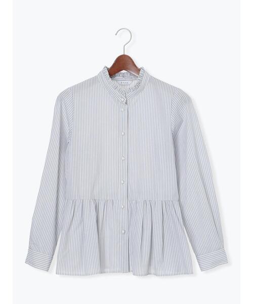 Te chichi（テチチ）の「パール釦スタンドフリルペプラムブラウス（シャツ/ブラウス・レディース・グレー/オフホワイト/サックスブルー/ピンク・F）」の20枚目の写真