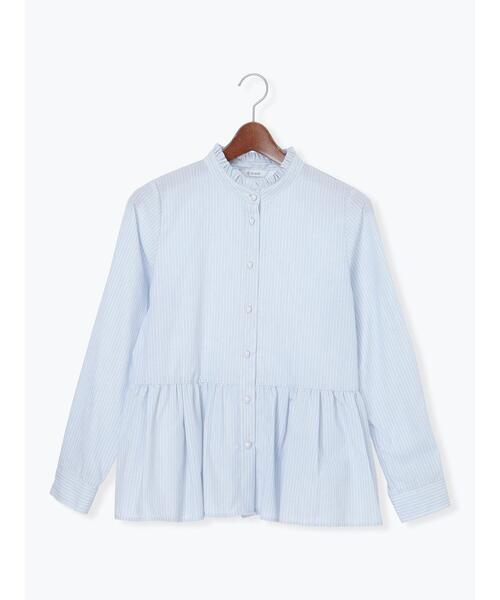 Te chichi（テチチ）の「パール釦スタンドフリルペプラムブラウス（シャツ/ブラウス・レディース・グレー/オフホワイト/サックスブルー/ピンク・F）」の22枚目の写真