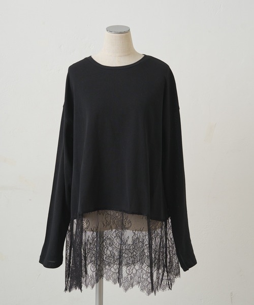 PUAL CE CIN（ピュアルセシン）の「レースヘムシアーワッフルカットソー（Tシャツ/カットソー・レディース・ブラック/オフホワイト・FREE）」の17枚目の写真