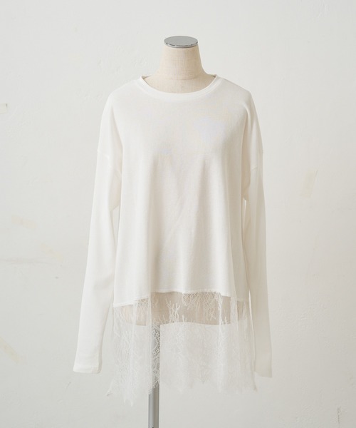 PUAL CE CIN（ピュアルセシン）の「レースヘムシアーワッフルカットソー（Tシャツ/カットソー・レディース・ブラック/オフホワイト・FREE）」の19枚目の写真