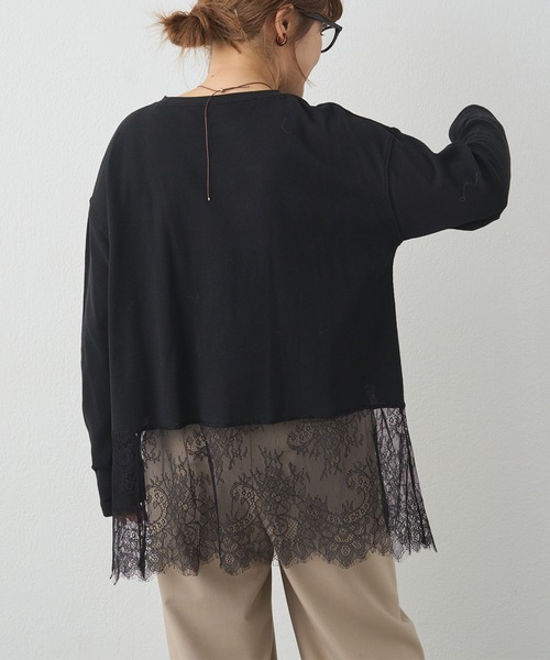 PUAL CE CIN（ピュアルセシン）の「レースヘムシアーワッフルカットソー（Tシャツ/カットソー・レディース・ブラック/オフホワイト・FREE）」の13枚目の写真