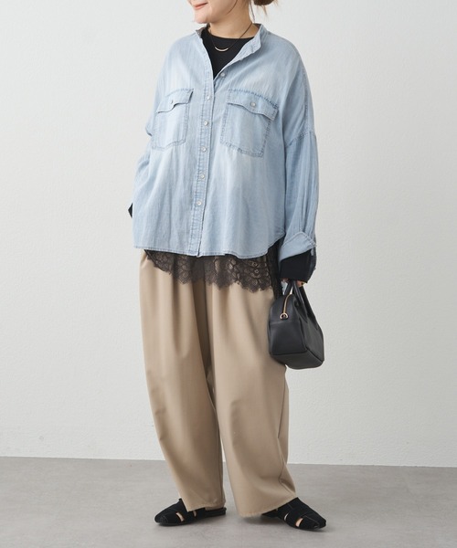 PUAL CE CIN（ピュアルセシン）の「レースヘムシアーワッフルカットソー（Tシャツ/カットソー・レディース・ブラック/オフホワイト・FREE）」の15枚目の写真