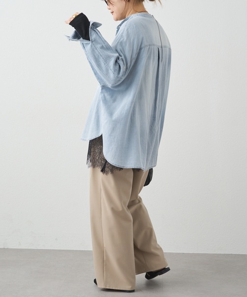 PUAL CE CIN（ピュアルセシン）の「レースヘムシアーワッフルカットソー（Tシャツ/カットソー・レディース・ブラック/オフホワイト・FREE）」の16枚目の写真