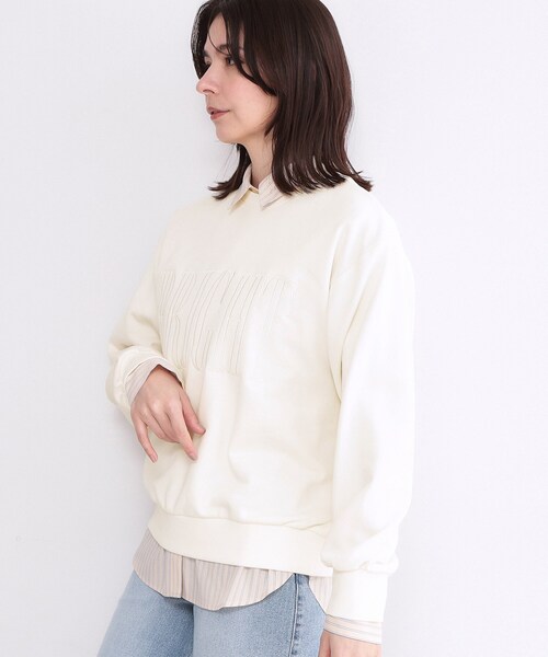 OPAQUE.CLIP(オペークドットクリップ)の「ロゴ刺繍裏毛トップス【洗濯機OK】(Tシャツ/カットソー・レディース・ホワイト/ライトブルー/ベビーピンク・00)」の4枚目の写真