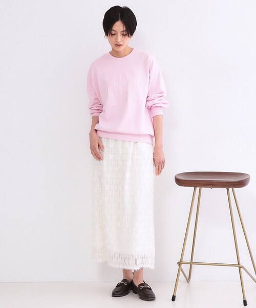 OPAQUE.CLIP(オペークドットクリップ)の「ロゴ刺繍裏毛トップス【洗濯機OK】(Tシャツ/カットソー・レディース・ホワイト/ライトブルー/ベビーピンク・00)」の9枚目の写真