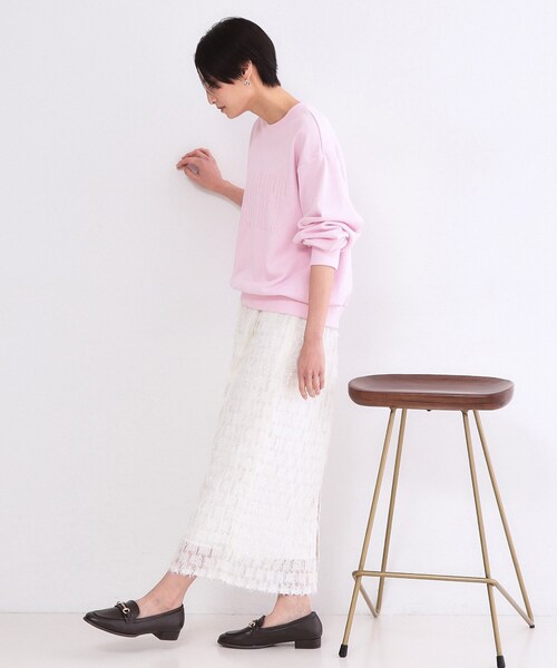 OPAQUE.CLIP(オペークドットクリップ)の「ロゴ刺繍裏毛トップス【洗濯機OK】(Tシャツ/カットソー・レディース・ホワイト/ライトブルー/ベビーピンク・00)」の10枚目の写真