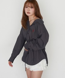 RAY CASSIN | 【セットアップで着られる】オーバーサイズ胸刺繍チェックシャツ(シャツ/ブラウス)