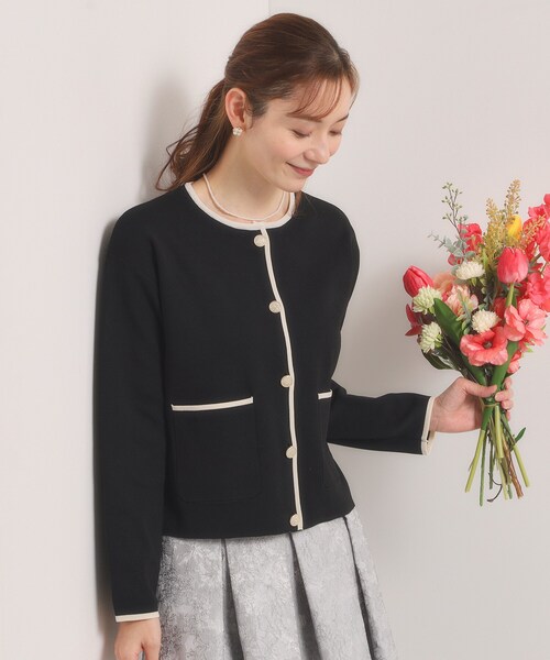 ITS'DEMO（イッツデモ）の「【入卒／手洗い可】配色ニットカーディガン（カーディガン/ボレロ・レディース・ライトベージュ/オフホワイト/ブラック・00）」の18枚目の写真