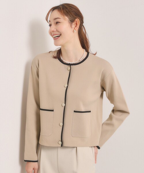 ITS'DEMO（イッツデモ）の「【入卒／手洗い可】配色ニットカーディガン（カーディガン/ボレロ・レディース・ライトベージュ/オフホワイト/ブラック・00）」の22枚目の写真