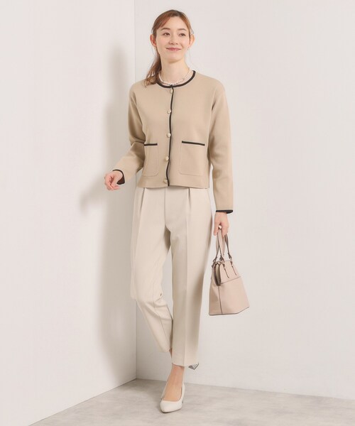 ITS'DEMO（イッツデモ）の「【入卒／手洗い可】配色ニットカーディガン（カーディガン/ボレロ・レディース・ライトベージュ/オフホワイト/ブラック・00）」の11枚目の写真