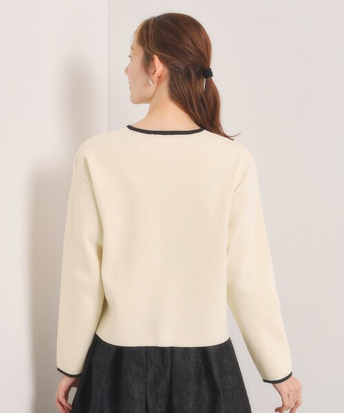 ITS'DEMO（イッツデモ）の「【入卒／手洗い可】配色ニットカーディガン（カーディガン/ボレロ・レディース・ライトベージュ/オフホワイト/ブラック・00）」の16枚目の写真