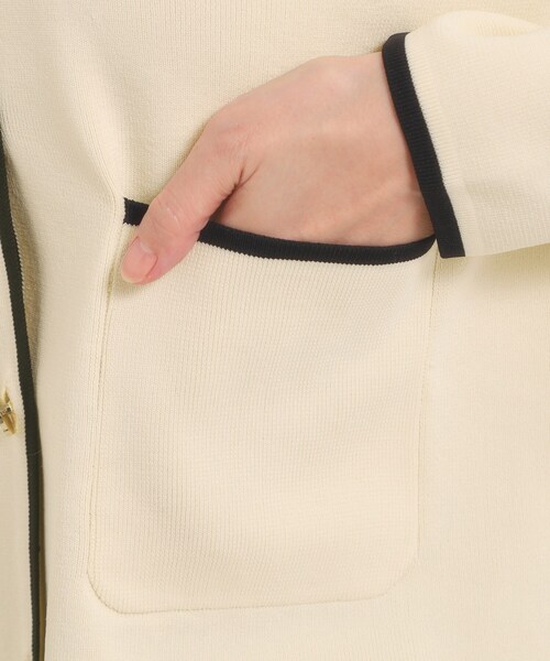 ITS'DEMO（イッツデモ）の「【入卒／手洗い可】配色ニットカーディガン（カーディガン/ボレロ・レディース・ライトベージュ/オフホワイト/ブラック・00）」の9枚目の写真