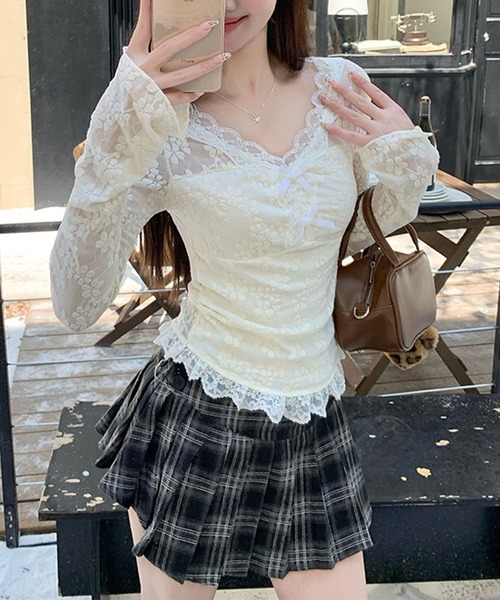 GLAMOROUS JANE(グラマラスジェーン)の「裾フリルリボン付レーストップス(Tシャツ/カットソー・レディース・ホワイト・L/M)」の17枚目の写真