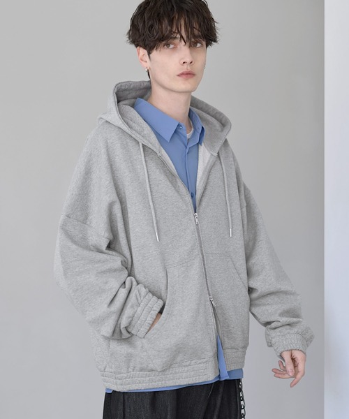 ETELIO（エテリオ）の「ヘビーウェイトリブデザインダブルジップパーカー（パーカー・メンズ・ネイビー/ブラック/ワイン/グレー・S/M/L/XL）」の2枚目の写真