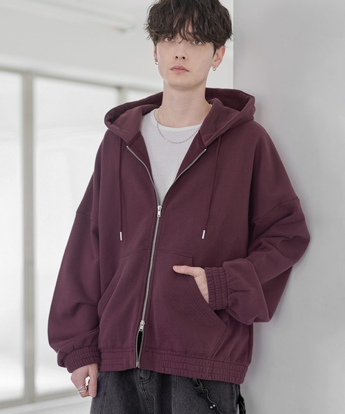 ETELIO（エテリオ）の「ヘビーウェイトリブデザインダブルジップパーカー（パーカー・メンズ・ネイビー/ブラック/ワイン/グレー・S/M/L/XL）」の4枚目の写真