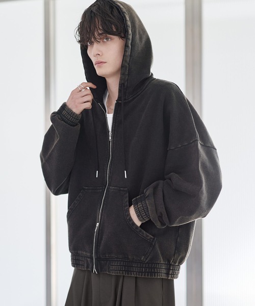 ETELIO（エテリオ）の「ヘビーウェイトリブデザインダブルジップパーカー（パーカー・メンズ・ネイビー/ブラック/ワイン/グレー・S/M/L/XL）」の5枚目の写真