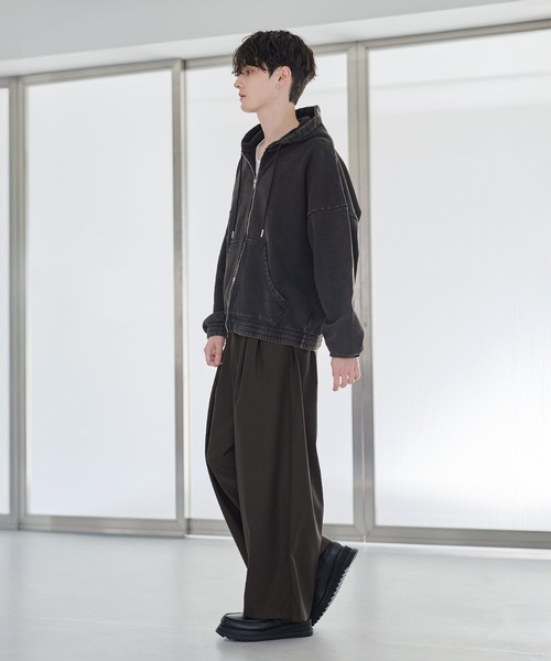 ETELIO（エテリオ）の「ヘビーウェイトリブデザインダブルジップパーカー（パーカー・メンズ・ネイビー/ブラック/ワイン/グレー・S/M/L/XL）」の11枚目の写真