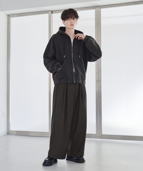 ETELIO（エテリオ）の「ヘビーウェイトリブデザインダブルジップパーカー（パーカー・メンズ・ネイビー/ブラック/ワイン/グレー・S/M/L/XL）」の10枚目の写真