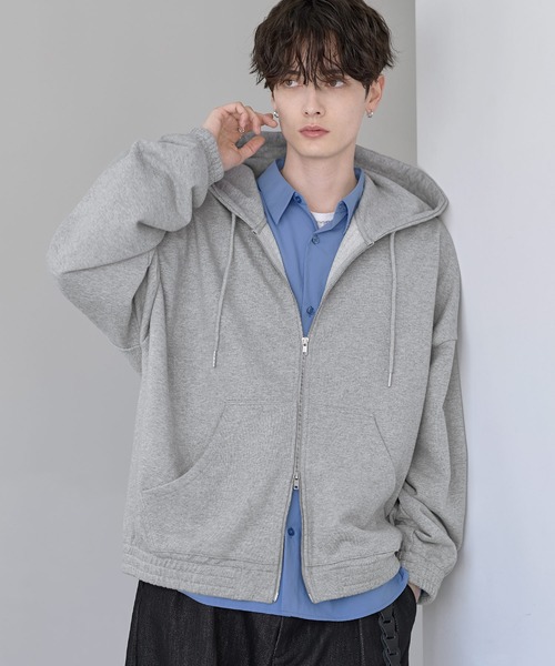 ETELIO（エテリオ）の「ヘビーウェイトリブデザインダブルジップパーカー（パーカー・メンズ・ネイビー/ブラック/ワイン/グレー・S/M/L/XL）」の13枚目の写真