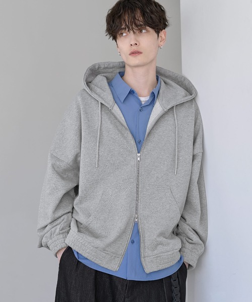 ETELIO（エテリオ）の「ヘビーウェイトリブデザインダブルジップパーカー（パーカー・メンズ・ネイビー/ブラック/ワイン/グレー・S/M/L/XL）」の15枚目の写真